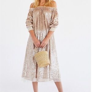 Free People Emilia Gold Sequin Dress XS